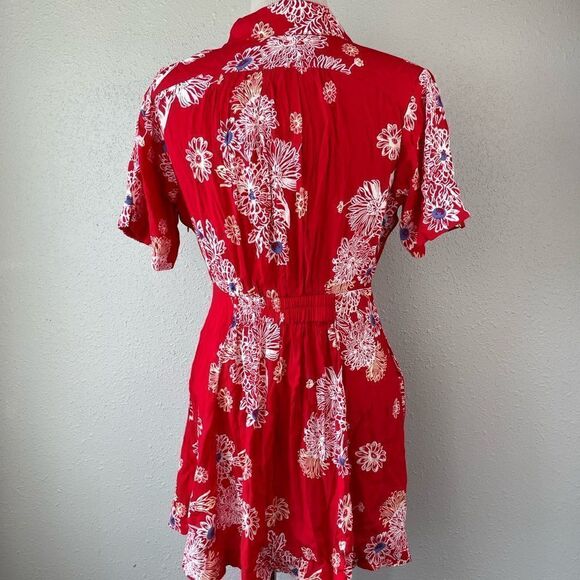 NWT Free People Red And White Floral Midi Dress Size S - Picture 7 of 9